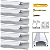 Perfil de Aluminio- Jirvyuk 6 Pack 1 m-3-3 ft Perfil de Aluminio LED para Luces de Tira del LED con Cubierta Blanca…